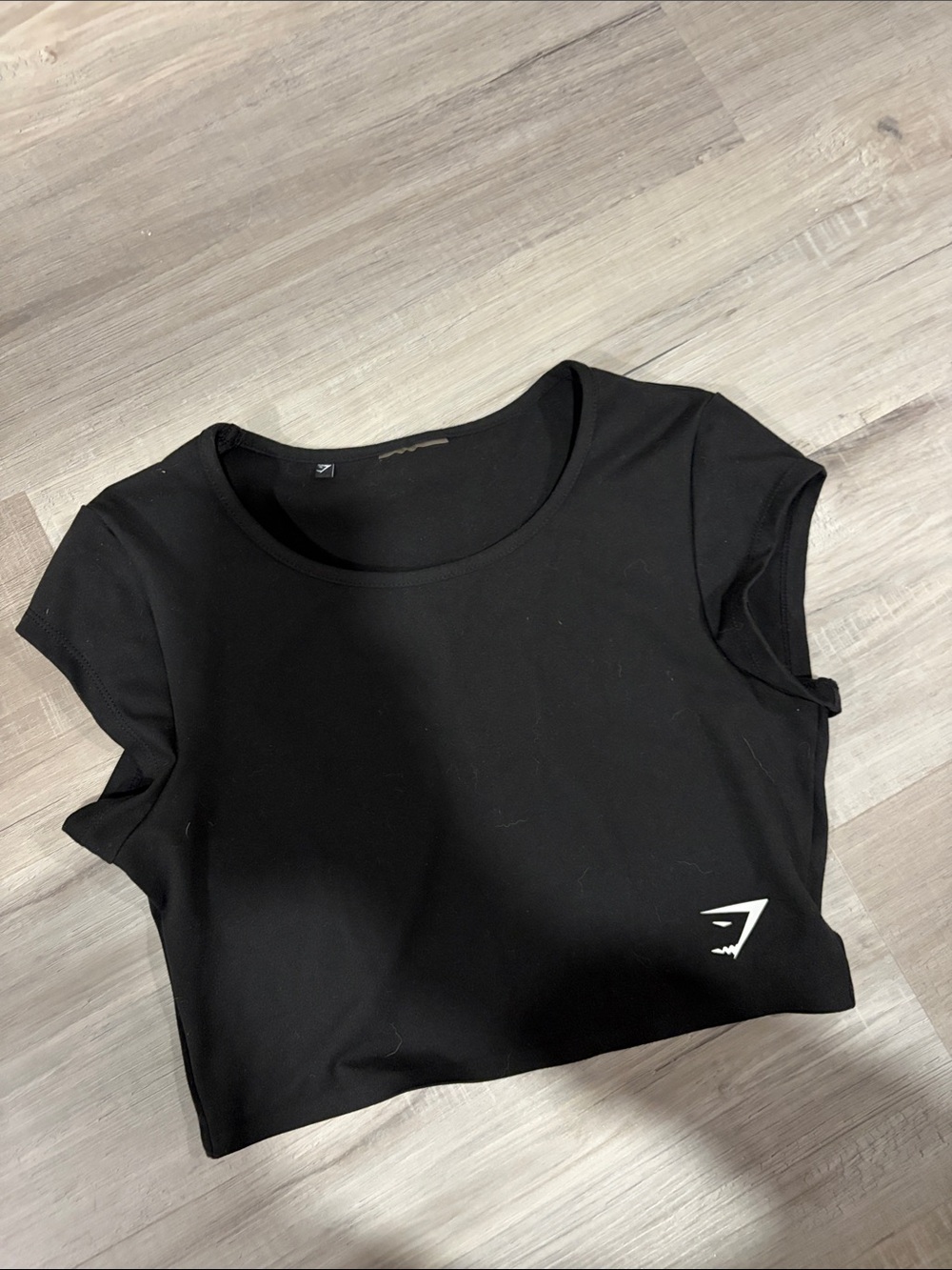 Gymshark Black Cropped Crew Tee with White Logo